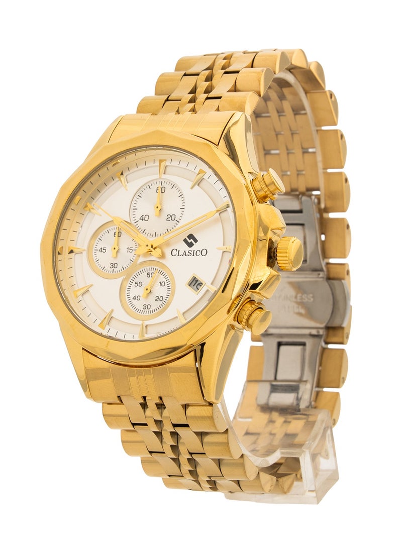 Clasico Luxe Men’s Chronograph Wrist Watch | Gold Bracelet | Luxury Analog Watch for Men - Image 2